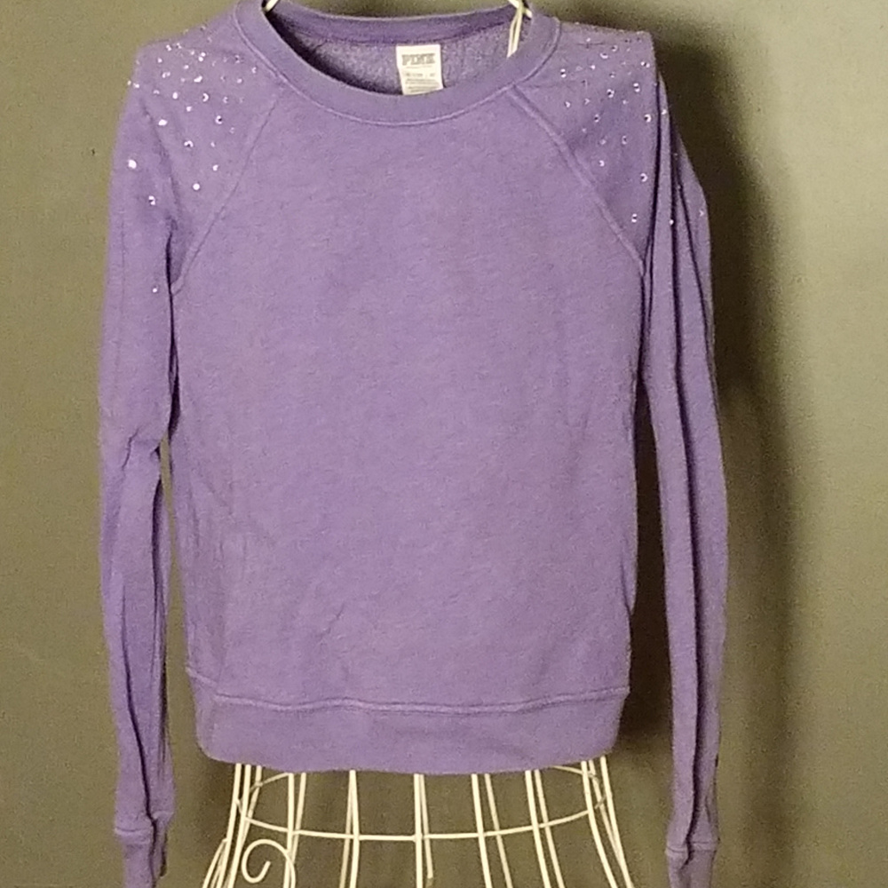 PINK Purple Crew with Blig Shoulders